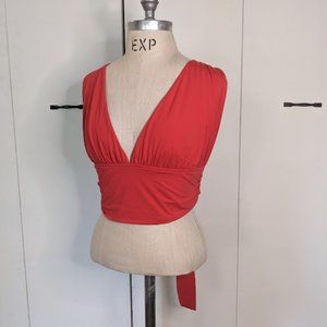 MadRag, Pink, Cropped Deep V Halter top, size 2XL